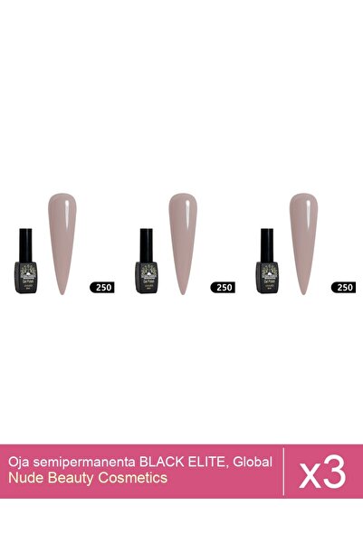 Makeup Set 3x Oja semipermanenta BLACK ELITE, Global Fashion 8 ml,250