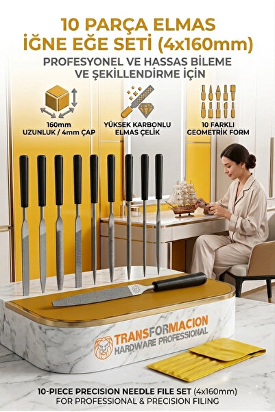 Transformacion 10'lu İğne Eğe Seti 160mm | Saatçi Eğesi | Metal, Ahşap, Hobi,...