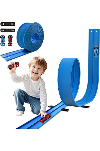 YclShop Blue Color Flexible Race Track 4.5 Meters Toy Car Track Educational T...