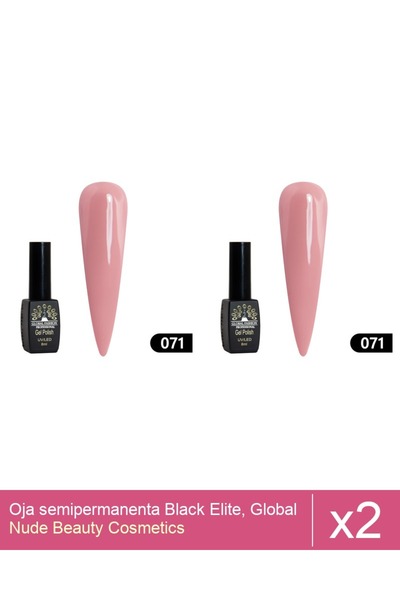 Makeup Set of 2x Black Elite semi-permanent nail polish, Global Fashion 8 ml,071