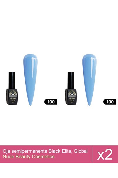 Makeup Set 2x Oja semipermanenta Black Elite, Global Fashion 8 ml,100