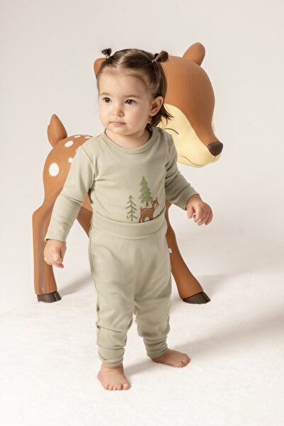 Roosac Baby Natural Modal Cotton Newborn Cuffed Bottoms L Forest Green