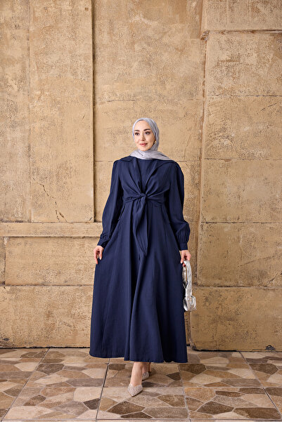 LOCCO Women's Jacketed Zero Sleeve Dress Navy Blue