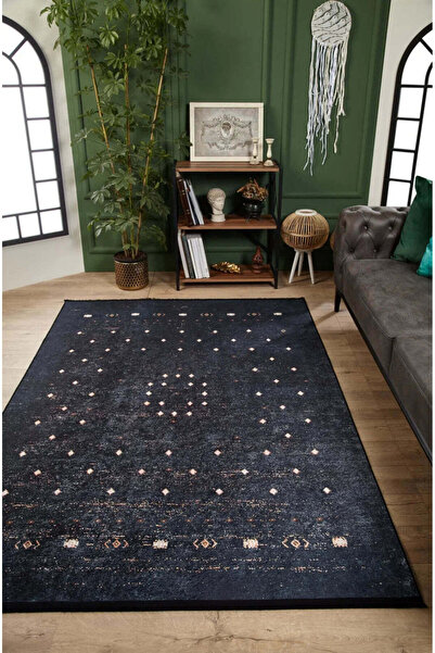 halinet Halı.Net Anthracite Modern Washable Non-Slip Living Room Carpet Haln-...