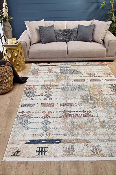 halinet Halı.Net Beige Modern Washable Non-Slip Living Room Carpet Haln-Hln1708