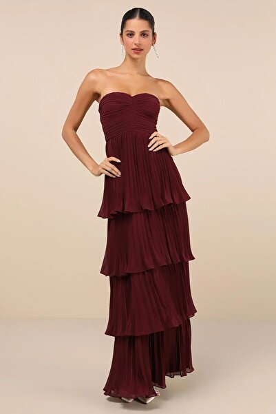 Divanni Atelier Strapless Tiered Maxi Elbise
