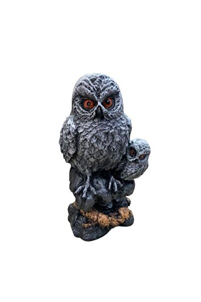 OEM Figurină de grădină, Bufniță cu pui, 36x20 cm