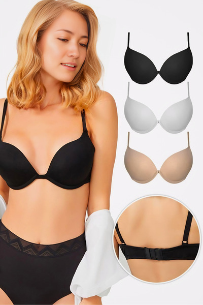 Homay 3-Pack Push-Up Underwire Bra