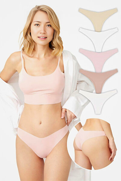 Homay 5-Piece Laser Cut Basic Brazilian Panties Set