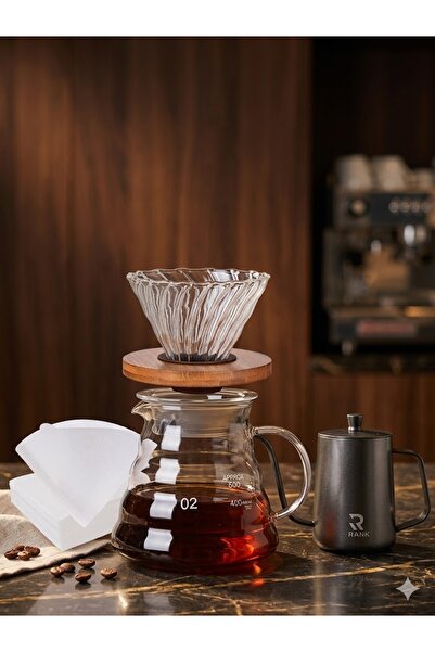 rank V60 Coffee Dripper Set: Glass Dripper and Glass Server 02