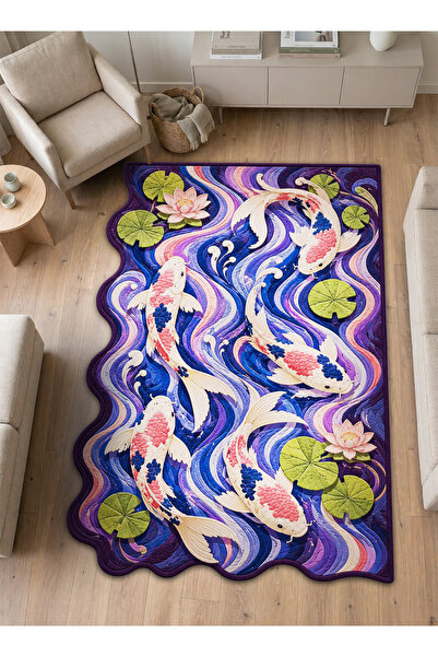 Rugs Modern Halı SDT Balık Tema Desenli Modern Dokuma Taban Dekoratif Halı sd...