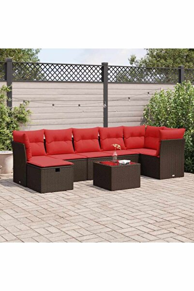 vidaxl Set canapele de gradina cu perne, 8 piese, maro, poliratan