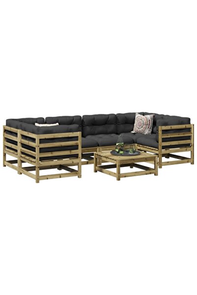 vidaxl Set canapea de gradina, 7 piese, lemn de pin tratat
