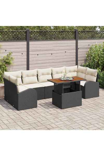 vidaxl Set de canapele pentru gradina 8 pcs Negru Rattan poli