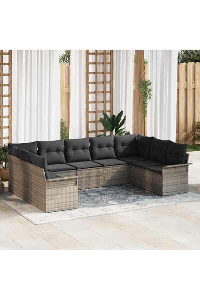 vidaxl Set de canapele pentru gradina 9 pcs Gri poliratan
