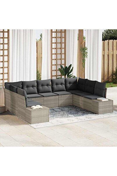 vidaxl Set de canapele pentru gradina 9 pcs Gri deschis poliratan