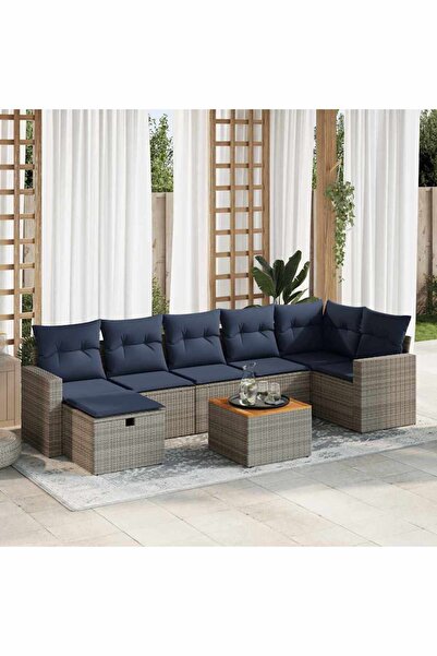 vidaxl Set canapele de gradina cu perne, 8 piese, gri, poliratan