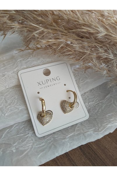 XUPING JEWELRY Xuping Jewelery Heart Dangle Hoop Earrings