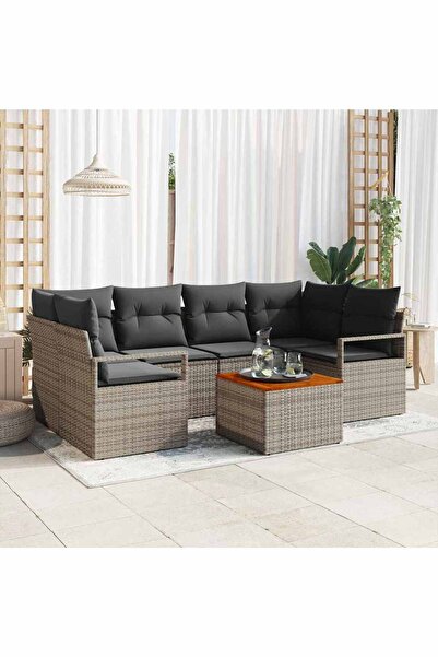 vidaxl Set de canapele pentru gradina 7 pcs Gri poliratan