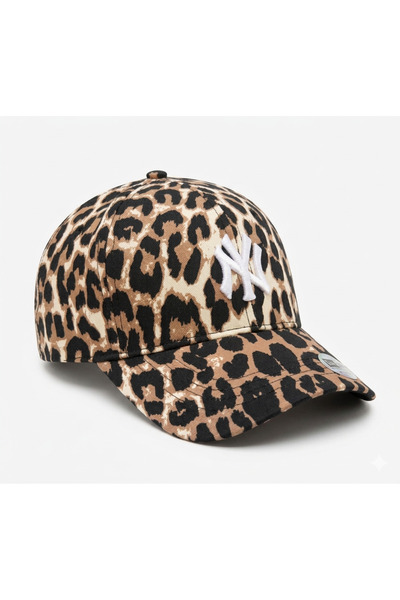 ny new york accessories Leopar Desenli NY New York Nakışlı Kumaş Unisex Spor ...