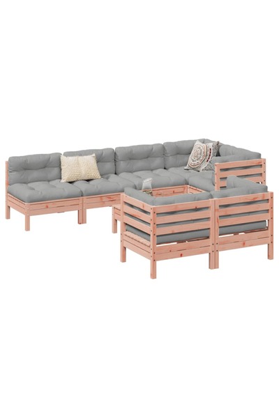 vidaxl Set canapele gradina cu perne, 8 piese, lemn masiv brad douglas