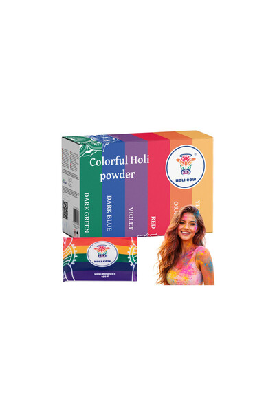 OEM Set de pudră Holi, 6 pachete a câte 100 de grame, culori intense, pentru ...