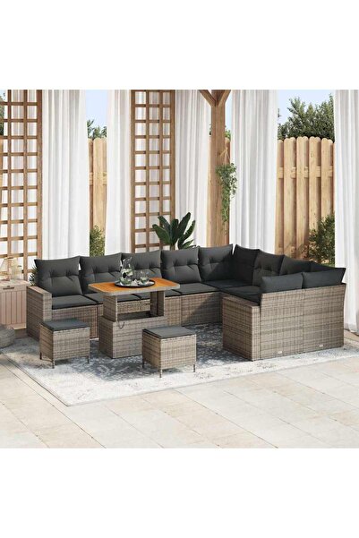vidaxl Set de canapele pentru gradina 12 pcs Gri poliratan