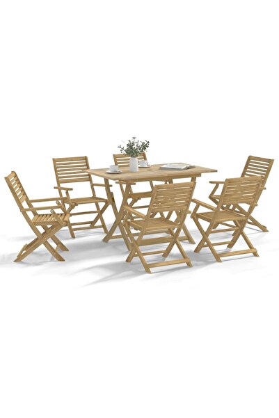 vidaxl Set mobilier de gradina, 7 piese, lemn masiv de acacia