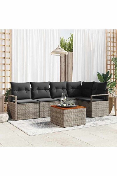 vidaxl Set de canapele pentru gradina 6 pcs Gri poliratan