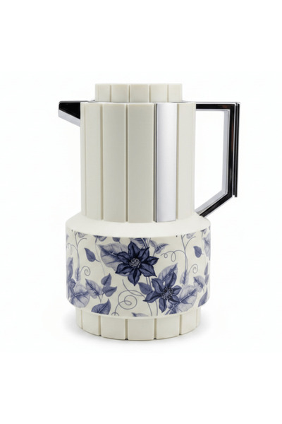 AKDC Parati 1 L Vacuum Flask – Off White | Silver & Blue Floral