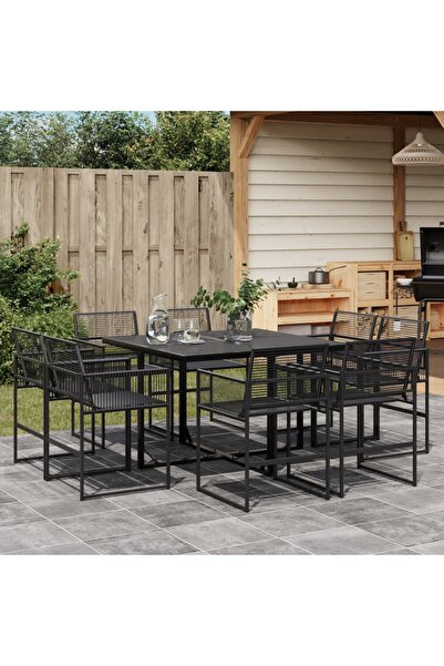 vidaxl Set mobilier de gradina, 9 piese, poliratan