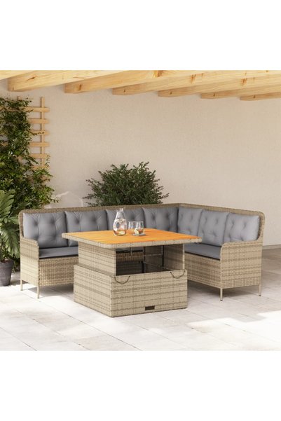 vidaxl Set canapele de gradina cu perne, 2 piese, bej, poliratan