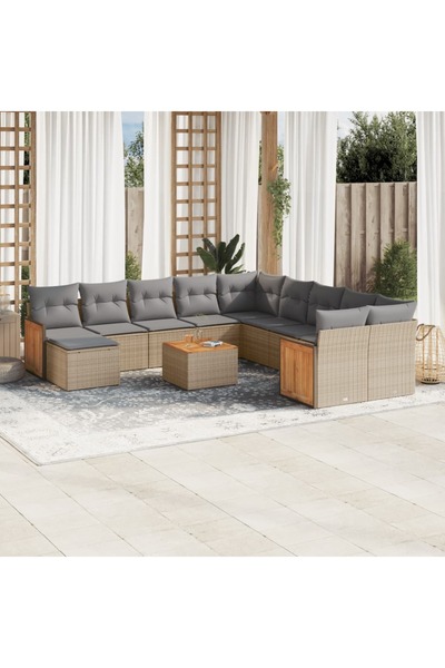 vidaxl Set canapele de gradina cu perne, 12 piese, bej, poliratan