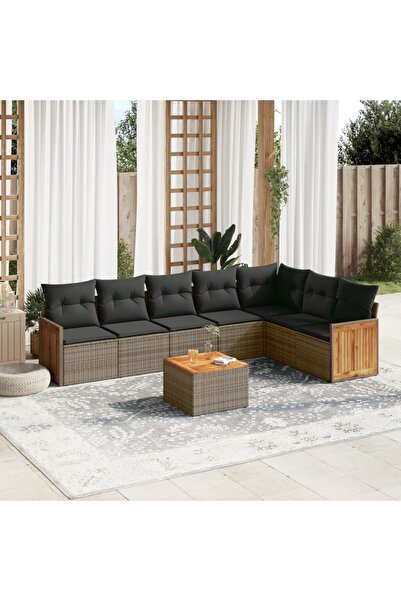 vidaxl Set canapele de gradina cu perne, 8 piese, gri, poliratan