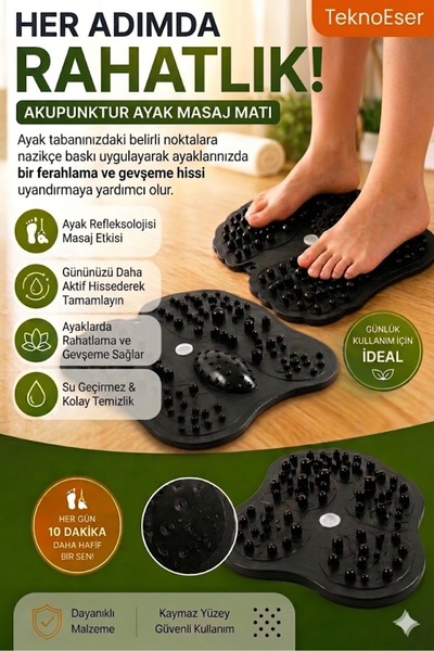 TeknoEser Siyah Akupunktur Ayak Masaj Mati Refleksoloji Baski Noktali Ayak Di...