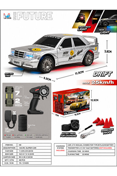 PeriYedi Whoosh Classic Legends 1:43 RC Drift arabalar, efsaneler için üretil...