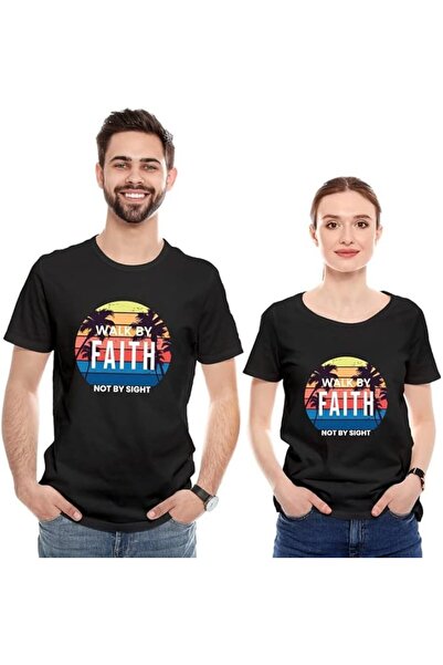 not Unisex Printed Design T-Shirt (Walk By Faith)| Round Neck Regular Fit T-s...