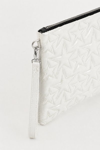 Reddington Geantă clutch și portofoliu strălucitor, cu model stea, pentru femei, cu curea detașabilă pentru încheietura mâinii