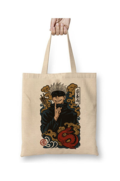 Toyaso Satoru Gojo Jujutsu Kaisen White Tote Bag Long Handle Shopping Bag Bea...