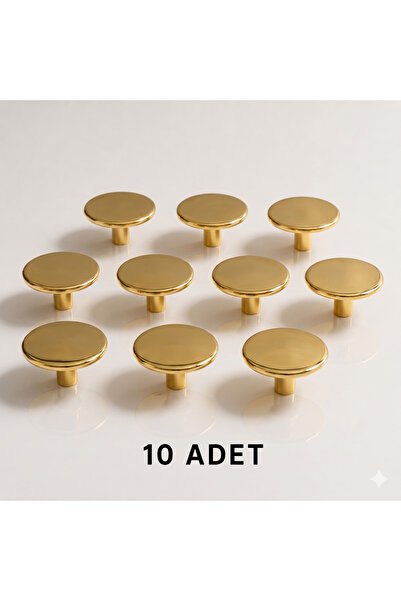 GOLDKULP Premium Gold Yuvarlak Düğme Kulp - Modern Altın Sarısı Ağır Zamak Me...
