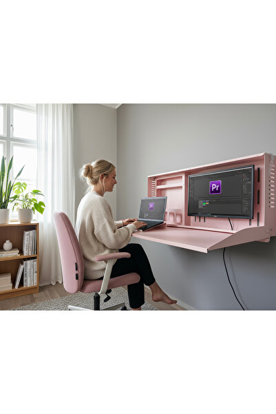 UYART HOME Minimal Katlanır Duvar Masası Laptop ve Monitör Uyumlu Metal Home ...