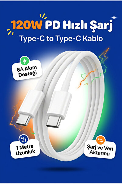 120W PD Turbo Hızlı Type-C Huawei Mate 50 Pro / Mate 60 / Mate 60 Pro Uyumlu Şarj Kablosu 1mt -K236