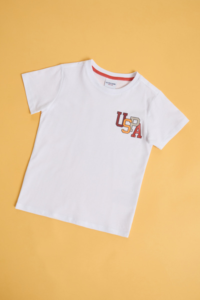 U.S. Polo Assn. Erkek Çocuk Beyaz Bisiklet Yaka Tişört 50320410-VR013