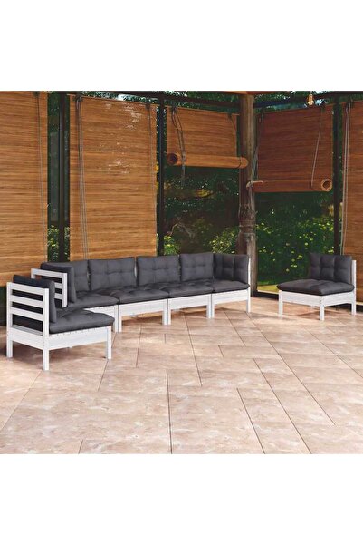 vidaxl Set mobilier de gradina cu perne, 6 piese, lemn masiv de pin