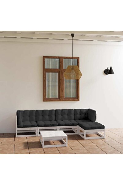 vidaxl Set mobilier de gradina cu perne, 6 piese, lemn masiv de pin