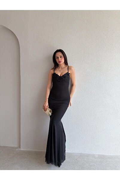 Mooi Butik ANTHRO Maxi Elbise 8558 - Siyah