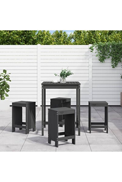 vidaxl Garden bar furniture set, 5 pieces, grey, solid pine wood