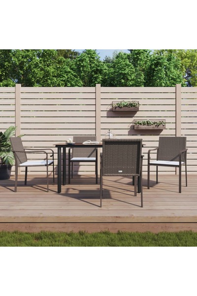 vidaxl Set mobilier de gradina cu perne, 5 piese, poliratan È™i otel