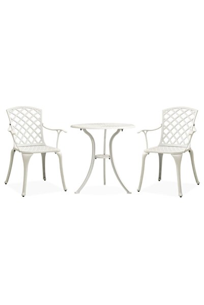 vidaxl Bistro furniture set, 3 pieces, white, cast aluminum