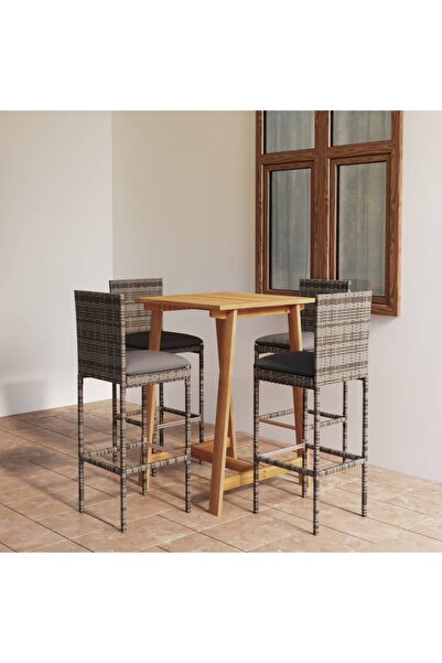 vidaxl Set mobilier de bar de gradina cu perne, 5 piese, gri